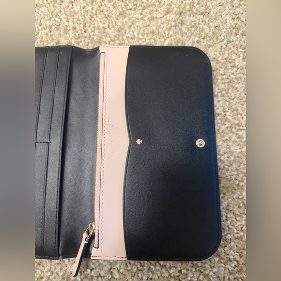 kate spade Black Leather Zip-Around Wallet with Gold Spade Accent - Picture 5 of 5